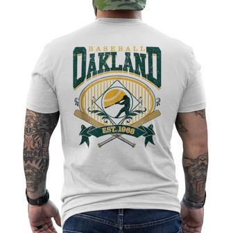 Vintage Oakland Baseball Home Plate & Bat Script Gameday Fan Men's T-shirt Back Print - Thegiftio UK