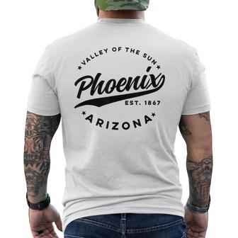 Vintage Phoenix Arizona Valley Of The Sun Black Text Men's T-shirt Back Print - Monsterry DE