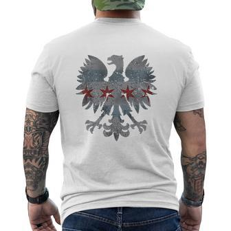 Vintage Polish Eagle Flag Of Chicago Family Heritage Mens Back Print T-shirt - Seseable