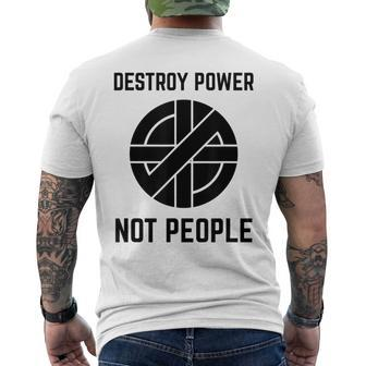 Vintage Punk Rock Destroy Power Not People Men's T-shirt Back Print - Monsterry CA