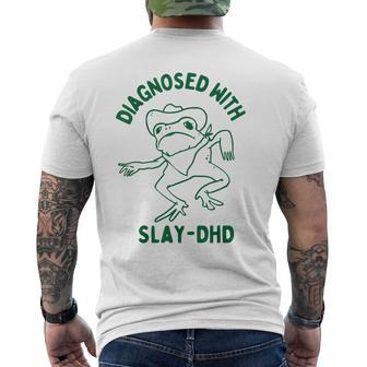 Vintage Retro Frog Diagnosed With Slay Dhd Present I Men's T-shirt Back Print | Mazezy
