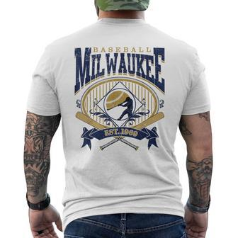 Vintage Retro Milwaukee Baseball Men's T-shirt Back Print - Seseable