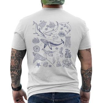 Vintage Retro Sea Animal Natural Ocean Sea Life 2024 Apparel Men's T-shirt Back Print - Monsterry DE