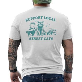 Vintage Support Local Street Cats Raccoon Opossum Skunk Men's T-shirt Back Print - Monsterry