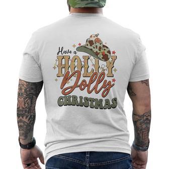 Vintage Western Christmas Howdy Xmas Cowboy Hat Retro Jolly Men's T-shirt Back Print - Monsterry DE