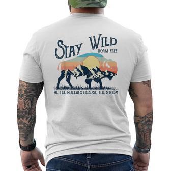 W4mx Retro Stay Wild Roam Free The Buffalo Charge The Storm Men's T-shirt Back Print - Monsterry CA