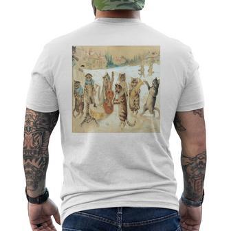 Wain Christmas Carol Singing Cats Playing Music Men's T-shirt Back Print - Monsterry UK