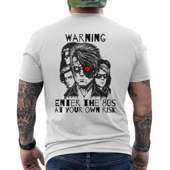 Warning Enter The 80S At Your Own Risk Men's T-shirt Back Print - Monsterry