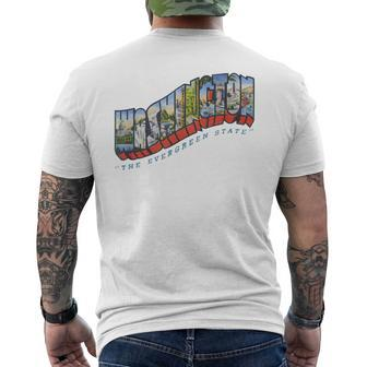 Washington Wa The Evergreen State Vintage Souvenir Men's T-shirt Back Print - Monsterry CA