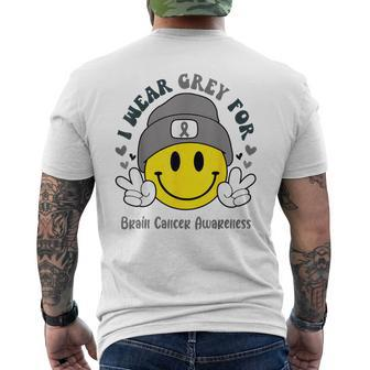 I Wear Gray For Brain Cancer Awareness Brain Tumor Family Men's T-shirt Back Print | Mazezy