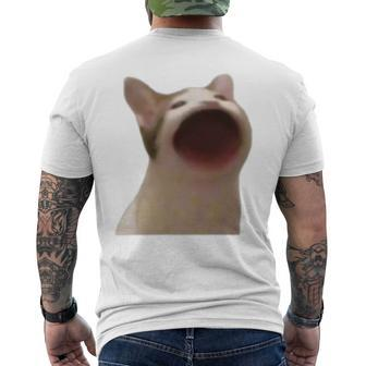 Wide Mouth Cat Meme Popping Cat Meme Singing Cat Meme Men's T-shirt Back Print - Monsterry DE