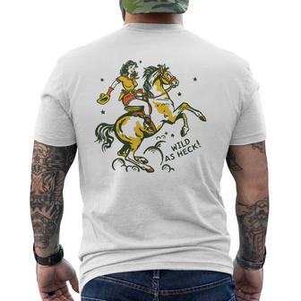 Wild As Heck Retro Vintage Western Rodeo Yeehaw Cowgirl Men's T-shirt Back Print - Monsterry