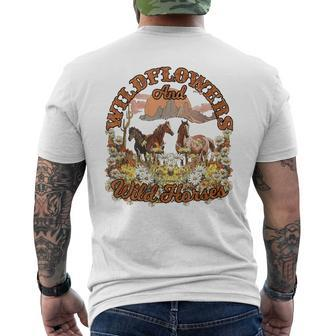Wildflowers And Wild Horses Nature Beauty Country Outdoors Men's T-shirt Back Print - Monsterry UK