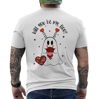 Will You Be My Boo Boujee Valentines Day Ghost Men's T-shirt Back Print - Monsterry AU