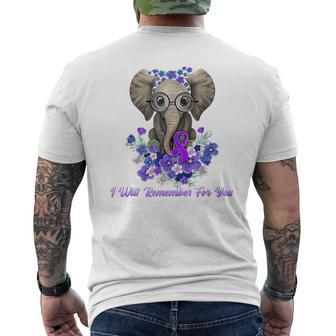 I Will Remember For You Purple Ribbon Alzheimers Awareness Men's T-shirt Back Print - Monsterry
