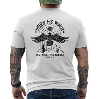 Under His Wings You Will Find Refuge Psalm 914 Men's T-shirt Back Print - Monsterry DE