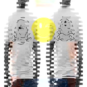 Winking Smile Face Peace Camisa Con Diseño De Cara Sonriente Camiseta Hombre Estampado Espalda - Regaloses