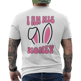 Women's Matching Couple Easter Wife I Am His Honey Men's T-shirt Back Print - Seseable