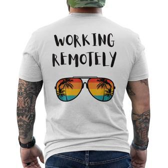 Working Remotely Home Office Remote Worker Beach Palm Tree Men's T-shirt Back Print - Monsterry AU
