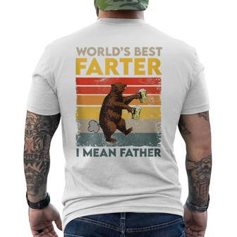 World's Best Farter I Mean Father Father's Day Bear Drinking Men's T-shirt Back Print - Seseable