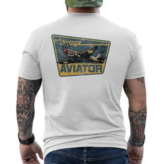 Ww2 Vintage Aviator Airplane Aircraft Pilot P40 Warhawk Mens Back Print T-shirt | Mazezy