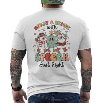 Xmas Speech Therapy Merry And Bright With Speech Just Right Men's T-shirt Back Print - Monsterry AU