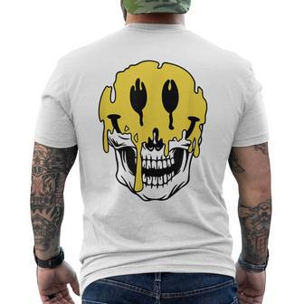 Y2k Smiling Skull Face Cyber Streetwear Graphic Men's T-shirt Back Print - Monsterry AU
