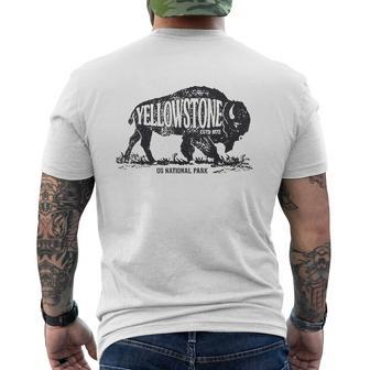 Yellowstone National Park Us Bison Buffalo Vintage Mens Back Print T-shirt - Seseable