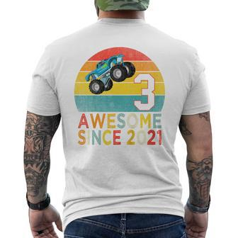 Youth 3Rd Birthday Monster Truck Lover 3 Years Old Vintage Retro Men's T-shirt Back Print - Monsterry CA