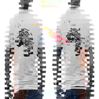 Youth 4 Year Old Monster Truck Car 4Th Birthday Boy Men's T-shirt Back Print - Thegiftio