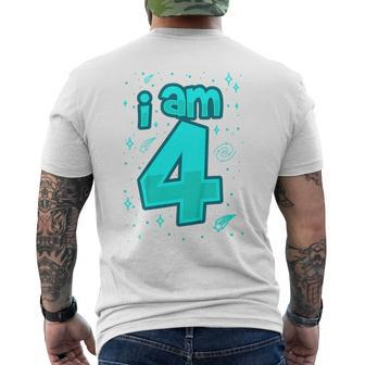 Youth 4Th Birthday Boy I Am 4 Year Old Space Men's T-shirt Back Print - Seseable
