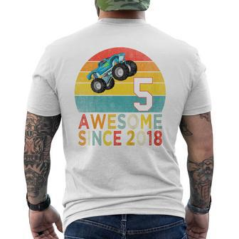 Youth 5Th Birthday Monster Truck Lover 5 Years Old Vintage Retro Men's T-shirt Back Print - Monsterry CA