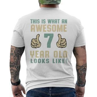 Youth 7Th Birthday This Is What An Awesome 7 Year Old Looks Like Men's T-shirt Back Print - Thegiftio UK