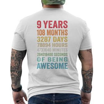 Youth 9Th Birthday 9 Years Old Vintage Retro 108 Months Men's T-shirt Back Print - Monsterry