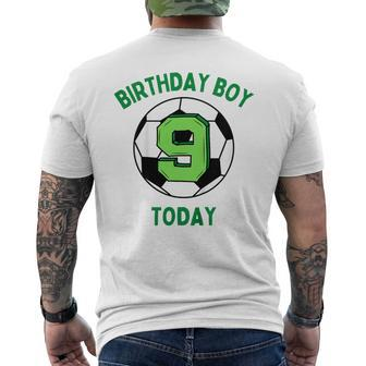 Youth Birthday Boy 9 Today 9Th Birthday Boys Football Men's T-shirt Back Print - Thegiftio UK