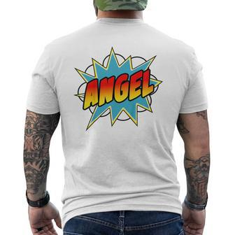 Youth Boys Angel Comic Book Superhero Name Men's T-shirt Back Print - Seseable