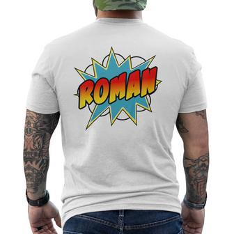 Youth Boys Roman Comic Book Superhero Name Men's T-shirt Back Print - Seseable