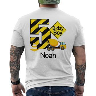 Youth Construction 5Th Birthday Noah Boys 5 Years Old Party Men's T-shirt Back Print - Seseable