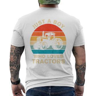 Youth Farm Lifestyle Just A Boy Who Loves Tractors Boys Men's T-shirt Back Print - Thegiftio UK