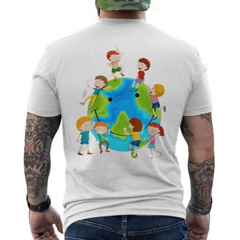 Youth Earth Day Happy Children Around The World Men's T-shirt Back Print - Thegiftio UK