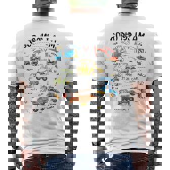 Youth God Says I Am Construction Bible Verse Truck Toddler Boys Men's T-shirt Back Print - Thegiftio