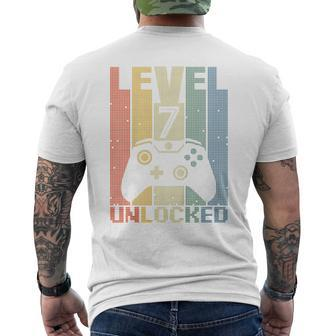 Youth Level 7 Unlocked Video Game 7Th Birthday Gamer Boys Men's T-shirt Back Print - Thegiftio UK