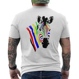 Zebra With Colorful Stripes Novelty Men's T-shirt Back Print - Thegiftio UK