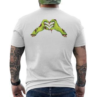 Zombie Hands Heart Valentine's Day Lover Men's T-shirt Back Print - Monsterry AU