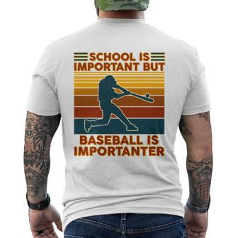 School Is Important But Baseball Is Importanter Graphic Printed Casual Daily Basic Mens Back Print T-shirt - Thegiftio UK