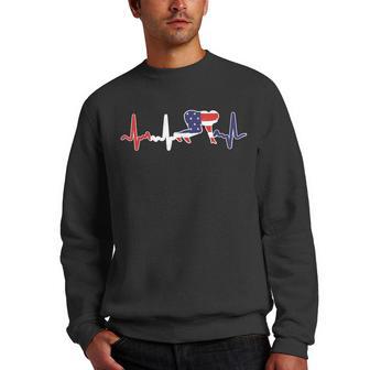 Football Lineman Heartbeat Football American Flag Men Crewneck Graphic Sweatshirt - Thegiftio UK
