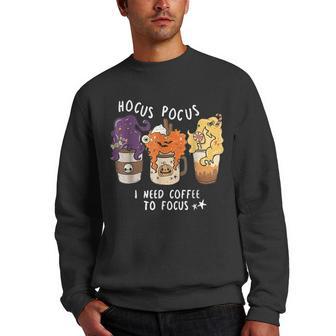 Hocus Pocus I Need Coffee To Focus Halloween Teacher Womens V2 Men Crewneck Graphic Sweatshirt - Thegiftio UK