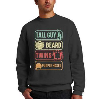 Mens Tall Guy Beard Twins Purple Hoser Twin Bearded Humor V2 Men Crewneck Graphic Sweatshirt - Thegiftio UK