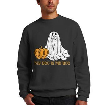 My Dog Is My Boo Ghost Funny Halloween Dog Lovers Boo Dog Men Crewneck Graphic Sweatshirt - Thegiftio UK