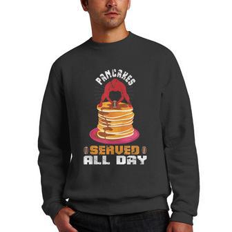 Pancakes Served All Day Funny Lineman Football 24 7 Men Crewneck Graphic Sweatshirt - Thegiftio UK